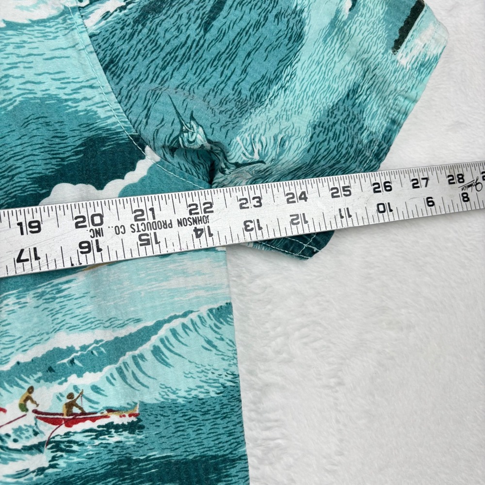 Tommy Bahama Relax Island Modern Fit Teal Tropical Surf Scene Shirt Mens Large - Picture 5 of 6